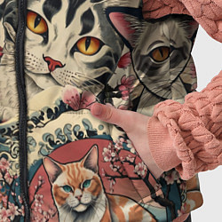 Детский жилет Котики и рыбки в сакуре, цвет: 3D-светло-серый — фото 2