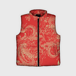 Детский жилет Золотые драконы на красном, цвет: 3D-красный