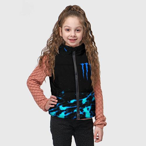 Детский жилет Monster energy голубые краски / 3D-Черный – фото 3