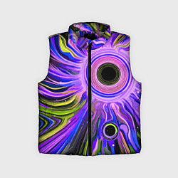 Детский жилет Абстрактный неоновый космос - чёрная дыра, цвет: 3D-светло-серый