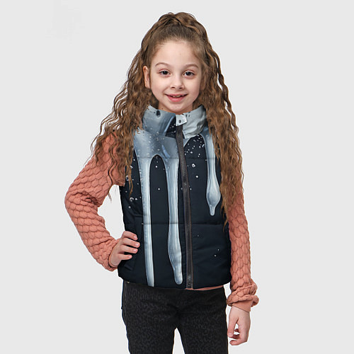 Детский жилет Белая объемная слизь текстура / 3D-Черный – фото 3