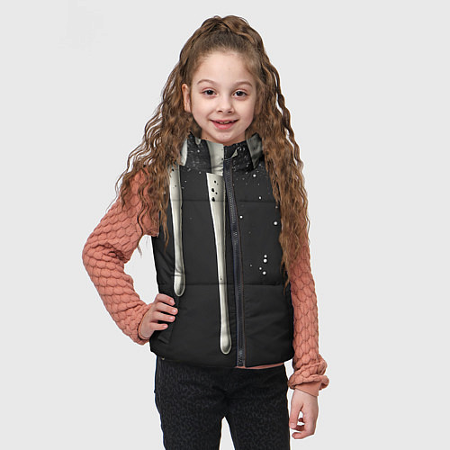Детский жилет Белая слизь текстура / 3D-Черный – фото 3