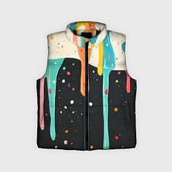 Детский жилет Разноцветные капли текстура, цвет: 3D-черный
