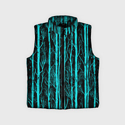 Детский жилет Бирюзовые полоски-деревья на темном фоне - паттерн, цвет: 3D-черный