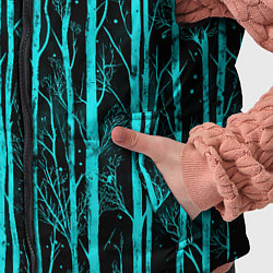 Детский жилет Бирюзовые полоски-деревья на темном фоне - паттерн, цвет: 3D-черный — фото 2