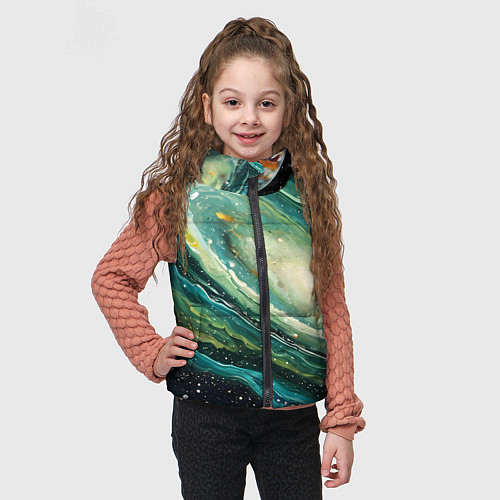 Детский жилет Зеленая вселенная / 3D-Черный – фото 3