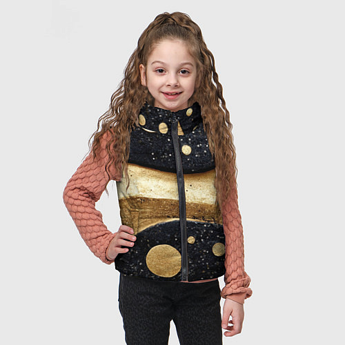 Детский жилет Золотая объемная абстракция - текстура / 3D-Черный – фото 3