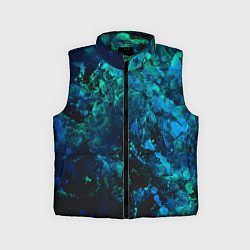 Детский жилет Абстракция - blue-green paint spill, цвет: 3D-черный