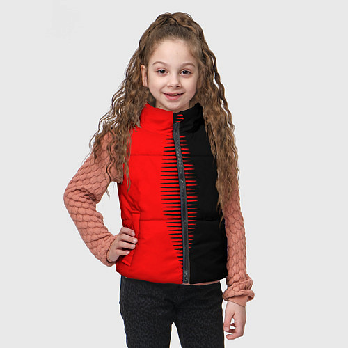 Детский жилет Чёрно-красный пополам с переходом / 3D-Черный – фото 3