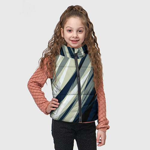 Детский жилет Синий с оливковым диагональные полосы / 3D-Черный – фото 3