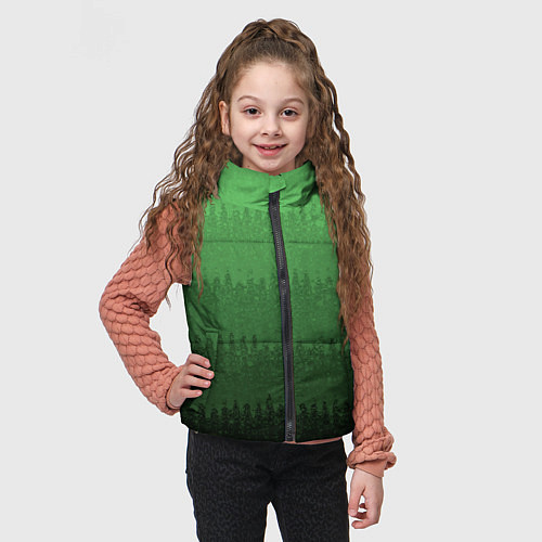 Детский жилет Зеленый градиент текстурные полосы / 3D-Черный – фото 3