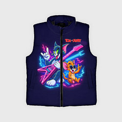 Детский жилет Том и Джерри рок музыканты - неоновое свечение, цвет: 3D-черный