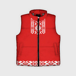 Детский жилет Славянский узор на красном - вышиванка рубаха крас, цвет: 3D-светло-серый