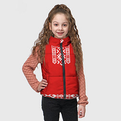 Детский жилет Славянский узор на красном - вышиванка рубаха крас, цвет: 3D-светло-серый — фото 2