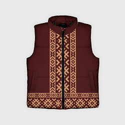 Детский жилет Золотой узор на бордовом - вышиванка рубаха, цвет: 3D-черный