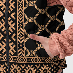 Детский жилет Золотые узоры на черном с канатами - вышиванка руб, цвет: 3D-черный — фото 2