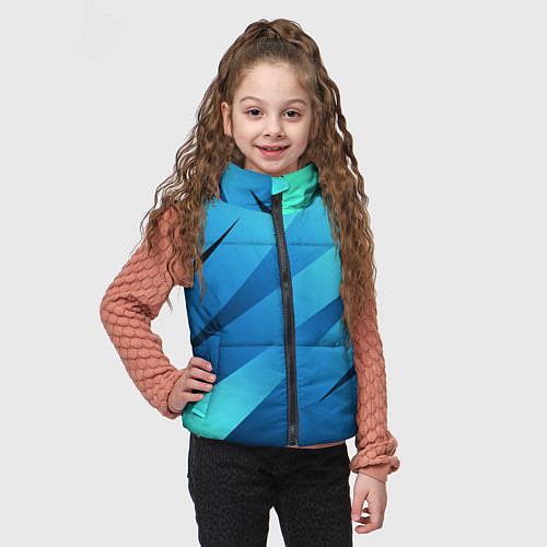 Детский жилет Сине-голубой абстрактные полосы / 3D-Черный – фото 3