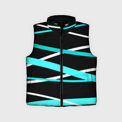 Детский жилет Чёрный с бело-голубыми полосами, цвет: 3D-черный