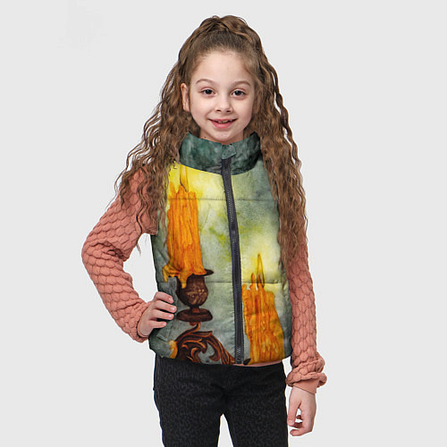 Детский жилет Две горящие свечи в темноте / 3D-Черный – фото 3