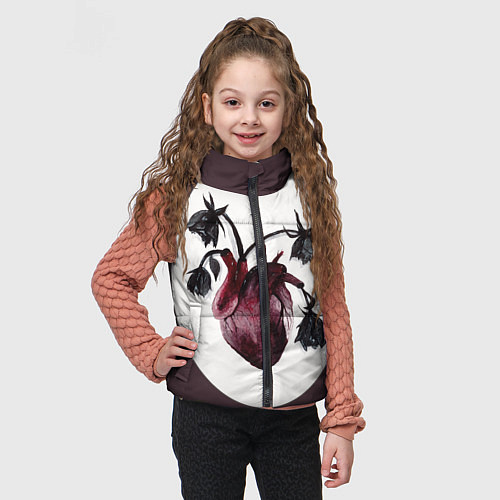 Детский жилет Цветы любви: увядшее сердце / 3D-Черный – фото 3