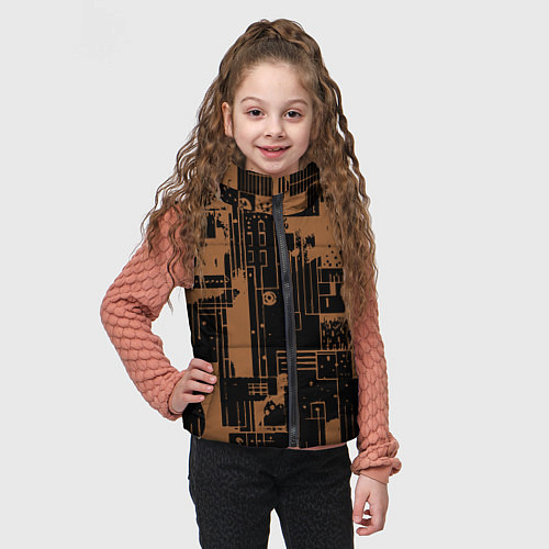Детский жилет Чёрно-коричневый абстракция геометричный / 3D-Черный – фото 3