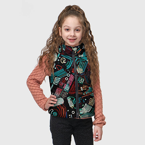 Детский жилет Чёрный с абстрактными полосами / 3D-Черный – фото 3