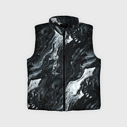 Детский жилет Монохромный жидкий мрамор - абстрактный паттерн, цвет: 3D-черный