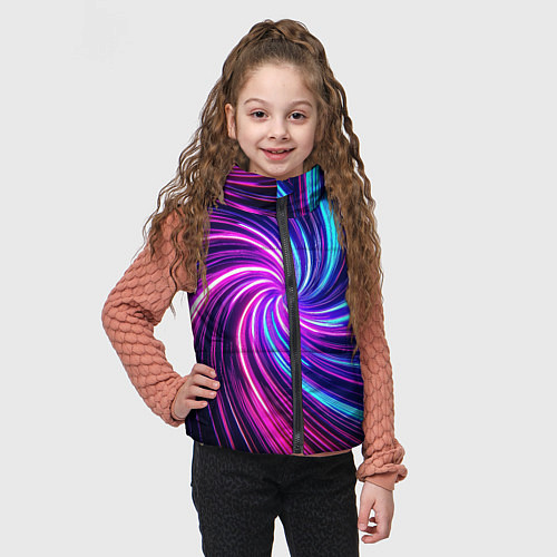 Детский жилет Неоновый вихрь из светящихся линий / 3D-Черный – фото 3