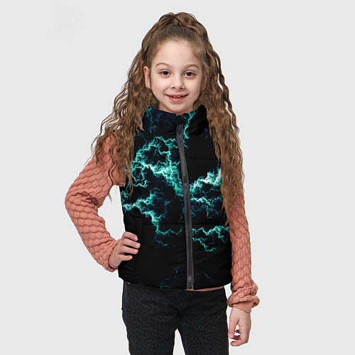Детский жилет Lightning light blue glow / 3D-Черный – фото 3