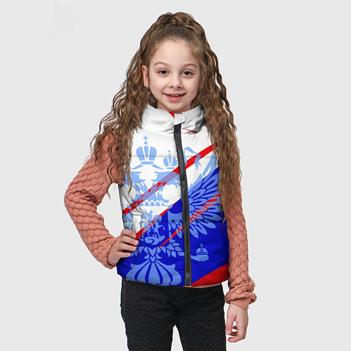 Детский жилет Герб на фоне цветов флага бело-сине-красный / 3D-Красный – фото 3