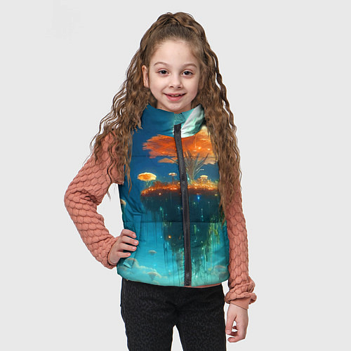 Детский жилет Сказочное космическое дерево - нейроарт / 3D-Черный – фото 3