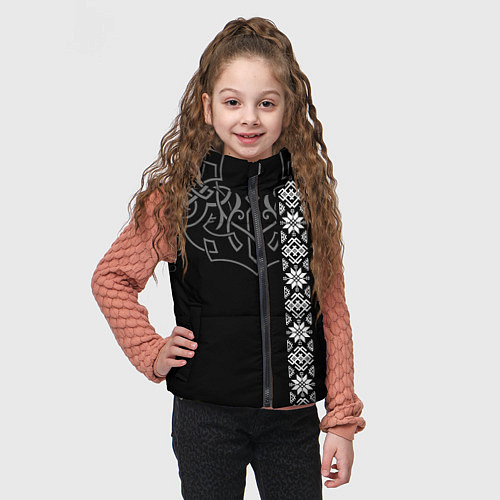 Детский жилет Славянские символы традиции народа / 3D-Черный – фото 3