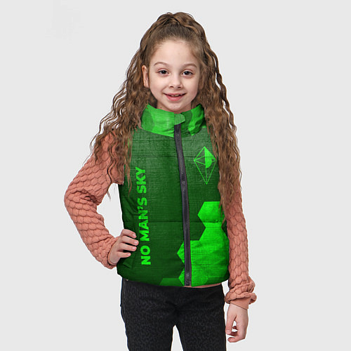 Детский жилет No Mans Sky - green gradient вертикально / 3D-Черный – фото 3
