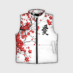 Детский жилет Сакура с иероглифом Любовь, цвет: 3D-черный