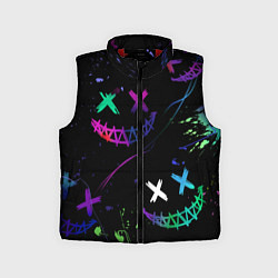 Детский жилет Неновые краски - лица крипи смайл, цвет: 3D-красный