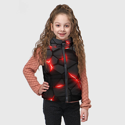 Детский жилет Красная неоновая броня / 3D-Черный – фото 3