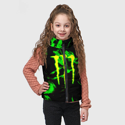 Детский жилет Monster energy кислотное лого огонь / 3D-Черный – фото 3