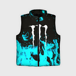 Детский жилет Monster energy голубой огонь, цвет: 3D-черный
