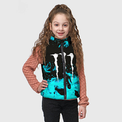 Детский жилет Monster energy голубой огонь / 3D-Черный – фото 3