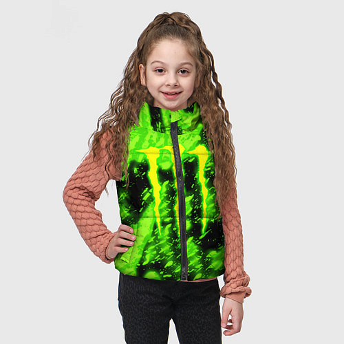 Детский жилет Monster energy кислотное лого / 3D-Черный – фото 3
