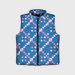 Детский жилет Синяя розовая с белым плитка, цвет: 3D-черный