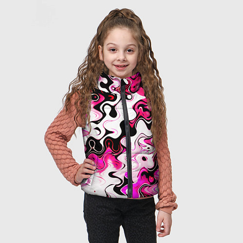 Детский жилет Абстракция разлитые краски розовый / 3D-Черный – фото 3