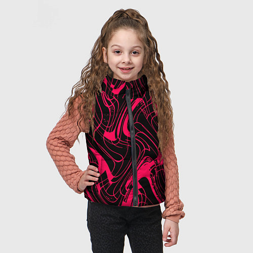 Детский жилет Чёрно-розовый абстрактные линии / 3D-Черный – фото 3