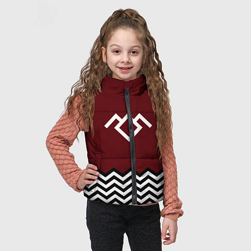 Детский жилет Твин Пикс - лого / 3D-Черный – фото 3