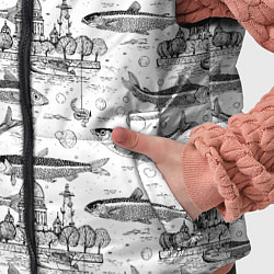 Детский жилет Корюшка и рыбалка в Питере паттерн, цвет: 3D-черный — фото 2