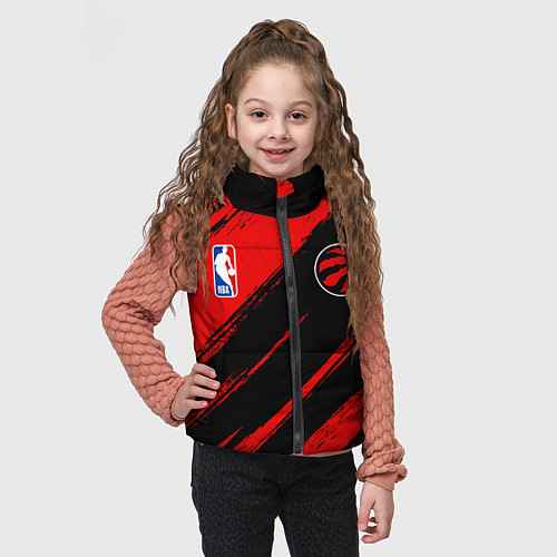 Детский жилет Торонто Рэпторс - красные потертости / 3D-Черный – фото 3