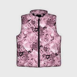 Детский жилет Розовые лабубы паттерн, цвет: 3D-черный
