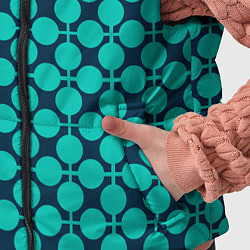 Детский жилет Бирюзовый узор в клетку и горошек ретро, цвет: 3D-черный — фото 2