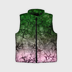 Детский жилет Абстракция - green pink gradient in black web, цвет: 3D-черный