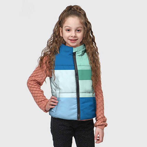 Детский жилет Мятное небо колор-блок / 3D-Черный – фото 3